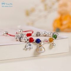 Lắc tay bi bạc trẻ em mix charm may mắn, bình an (<13cm) TRS VHM 375