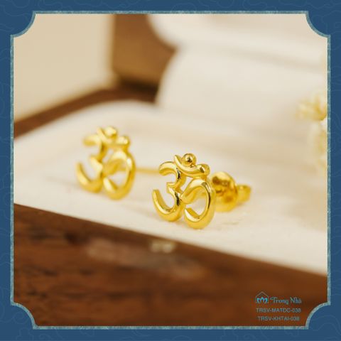 Khuyên tai vàng chủng tự Om Bình An (TRSV KHTAI 038)