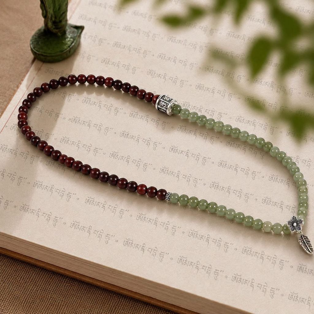Vòng cuốn 3 tử đàn và ngọc hoà điền ( TRS VHM 511 )
