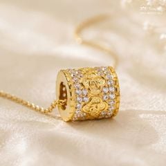 Mặt dây chuyền trụ Om mani đính đá