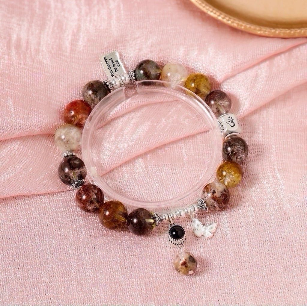 Vòng Thạch anh ưu linh mix charm Bình An bạc ( VHM 348 )