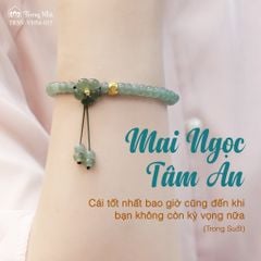 Vòng Tay Mai Ngọc Tâm An - Lam ngọc mix charm vàng khắc chú Om mani padme hum ( TRSV VHM 035 )