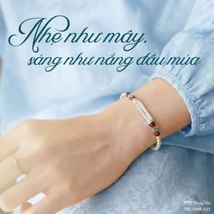 Lắc tay bi bạc mix charm Om mani padme hum ( VHM 521)