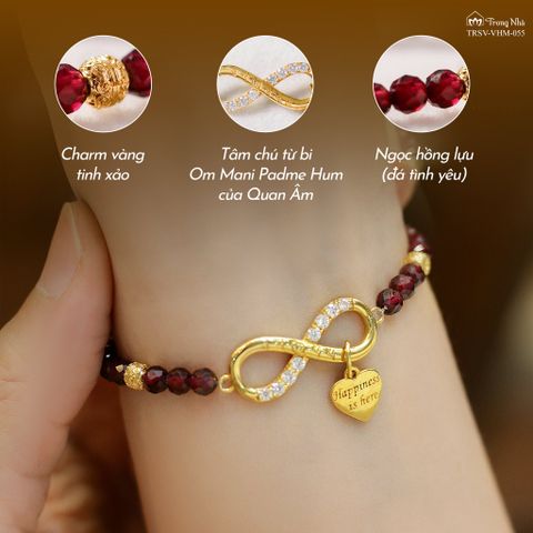 Vòng tay Hạnh Phúc Luôn Ở Đây - garnet charm vô cực ( VHM 055 )
