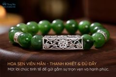 Vòng Ngọc bích mix Sen và Om mani padme hum ( TRS VHM 345 )