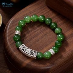 Vòng Ngọc bích mix Sen và Om mani padme hum ( TRS VHM 345 )