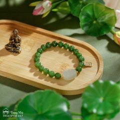Vòng Ngọc bích charm ngọc khắc hình Phật ( TRSV VHM 037 )