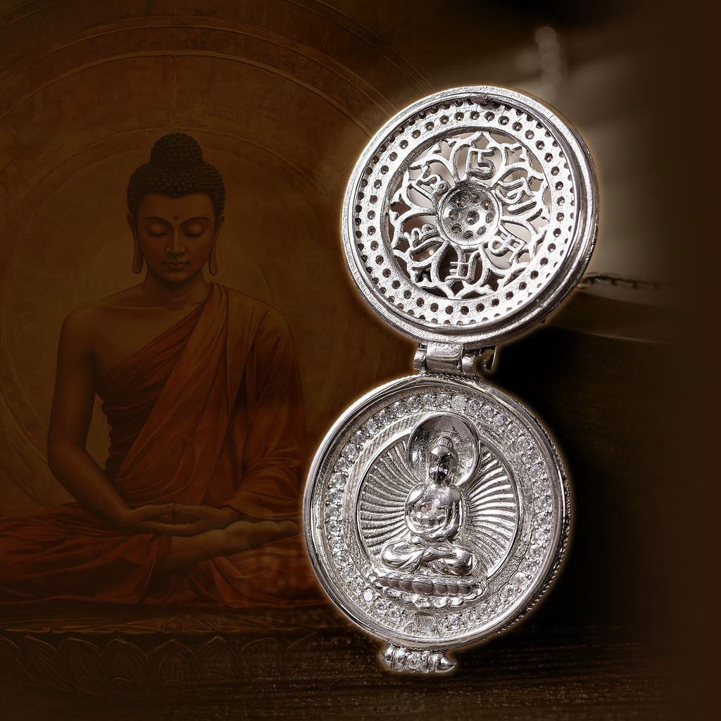 Mặt dây chuyền Ngài Thích Ca đính đá trắng ( matdc 070 )