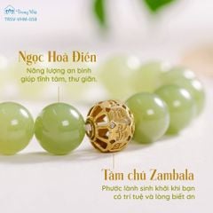 Vòng Ngọc hoà điền mix charm zambala vàng ( TRSV VHM 058 )