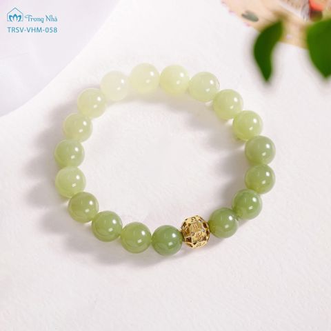 Vòng Ngọc hoà điền mix charm zambala vàng ( TRSV VHM 058 )