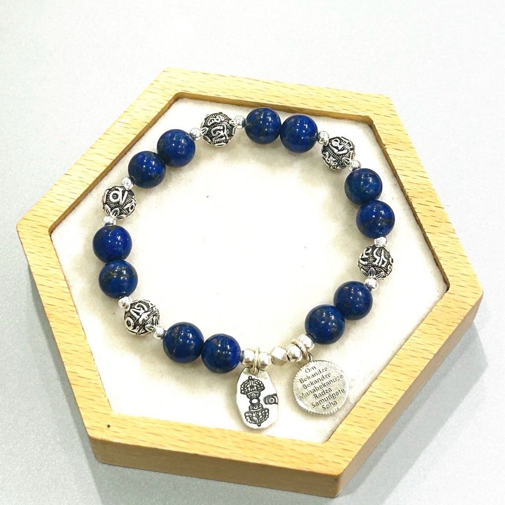 Vòng Dược Sư Siêu Chú - Lapis mix charm khắc chú dược sư ( vhm 069 )