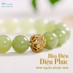 Vòng Ngọc hoà điền mix charm zambala vàng ( TRSV VHM 058 )