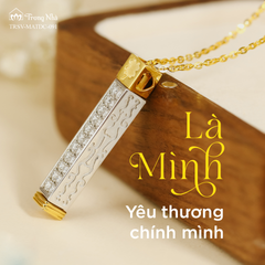 Mặt dây chuyền vàng Là Mình - đính đá khắc chú Zambala (TRSV MATDC 091)