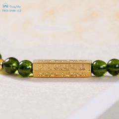 Vòng Diệu Tâm - đá Diopside cuốn 3 charm trụ Om Mani Padme Hum (  VHM 152)