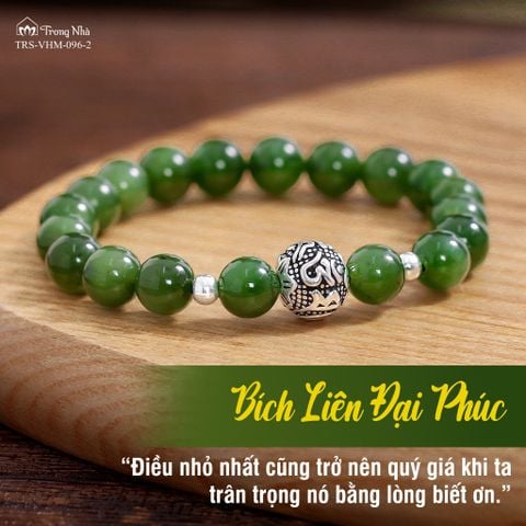 Bích liên đại phúc - Vòng ngọc bích mix charm cầu om ( VHM 096 )