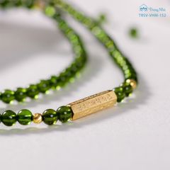 Vòng Diệu Tâm - đá Diopside cuốn 3 charm trụ Om Mani Padme Hum (  VHM 152)