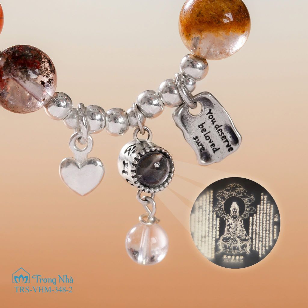 Vòng Thạch anh ưu linh mix charm Bình An bạc