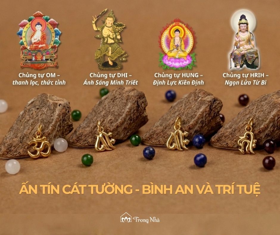 Ấn tín cát tường - charm treo chủng tự vàng ( TRSV CHARM 139 )