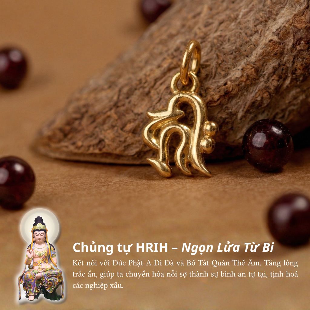 Ấn tín cát tường - charm treo chủng tự vàng ( TRSV CHARM 139 )
