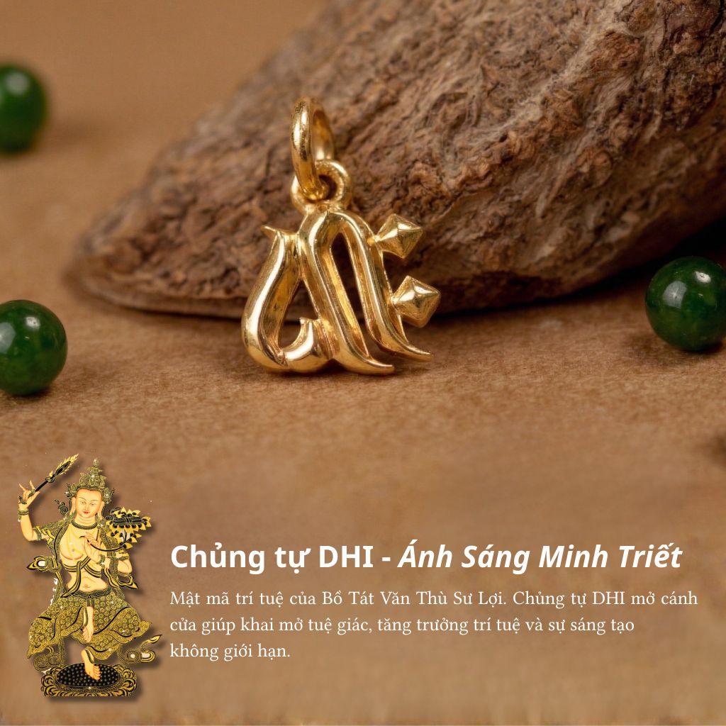 Ấn tín cát tường - charm treo chủng tự vàng ( TRSV CHARM 139 )