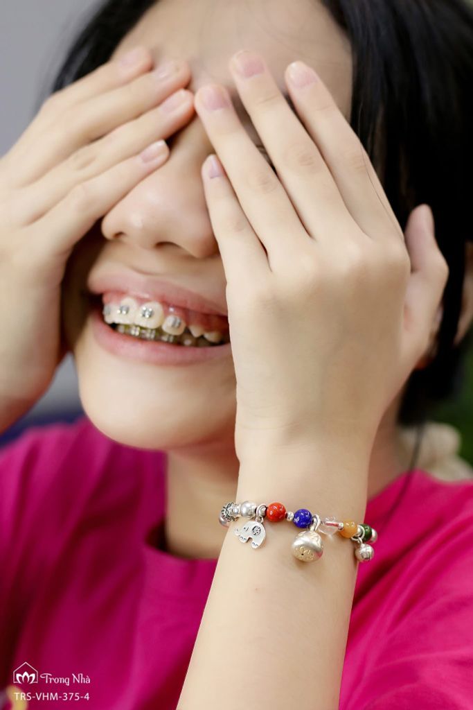 Lắc tay bi bạc trẻ em mix charm may mắn, bình an (<13cm) TRS VHM 375