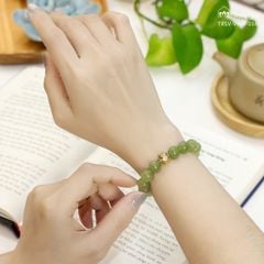 Vòng Ngọc hoà điền mix charm zambala vàng ( TRSV VHM 058 )
