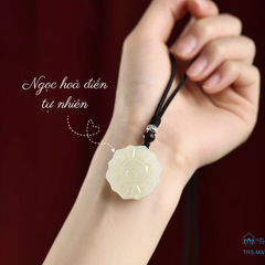 Tuệ Ngọc Liên Hoa - Mặt dây chuyền ngọc hoà điền khắc thần chú Om mani padme hum ( TRS MATDC 082)