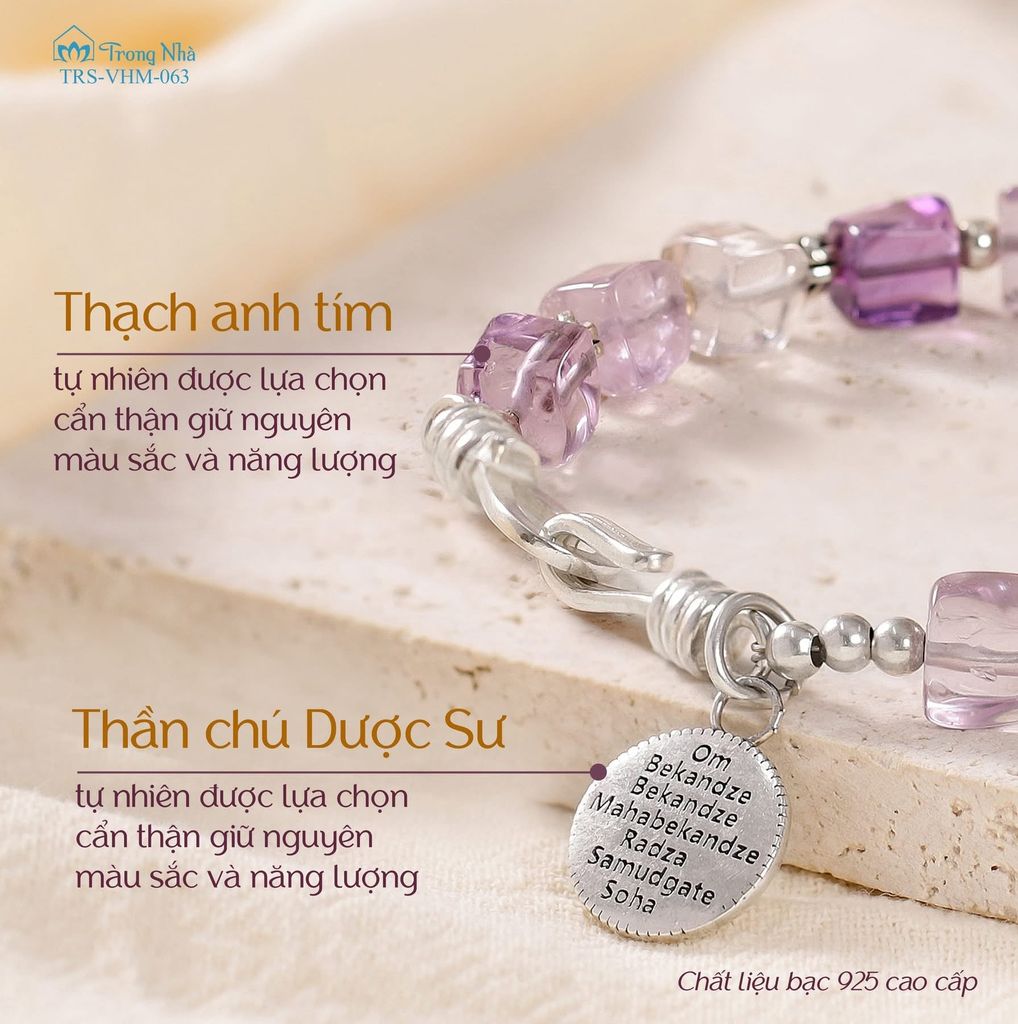 Vòng thạch anh tím charm dược sư ( TRS VHM 051 )