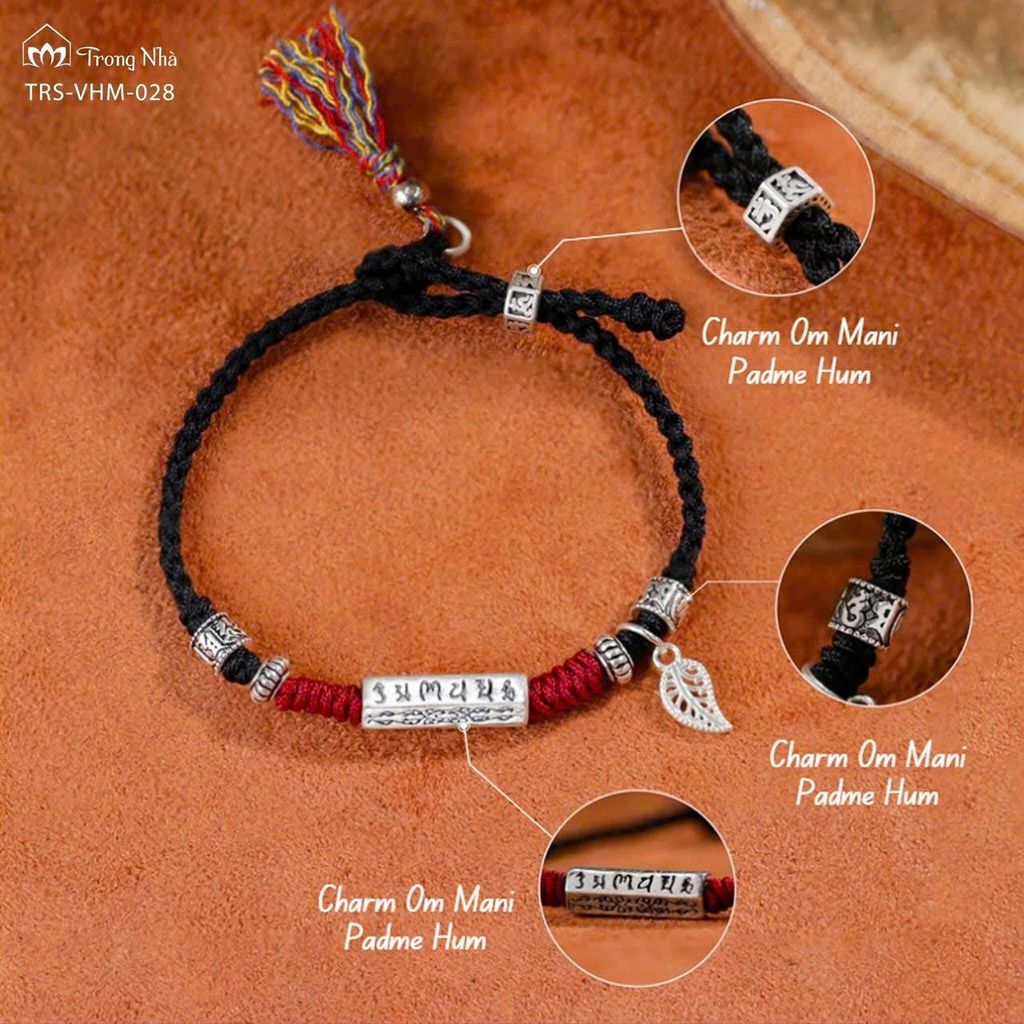 Vòng tết dây trụ Om mani padme hum ( TRS VHM 028 )