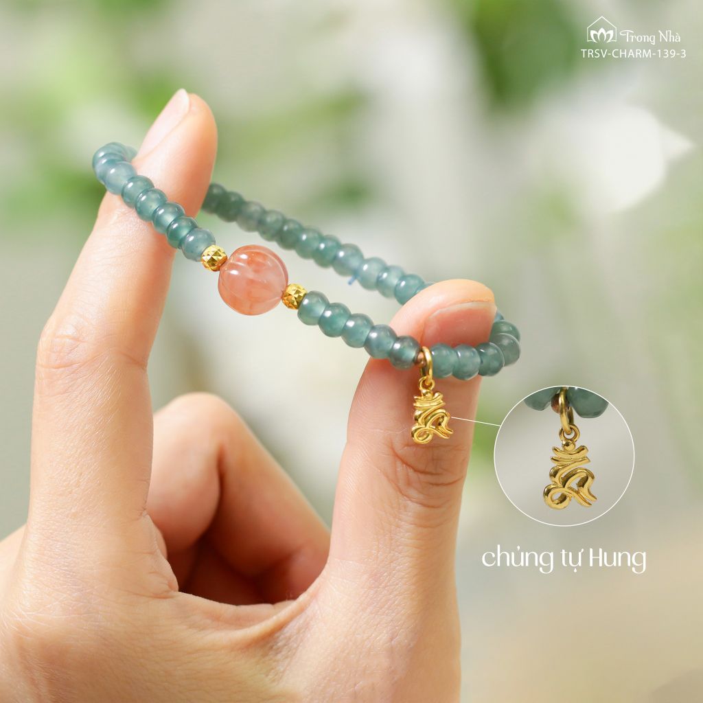 Ấn tín cát tường - charm treo chủng tự vàng ( TRSV CHARM 139 )