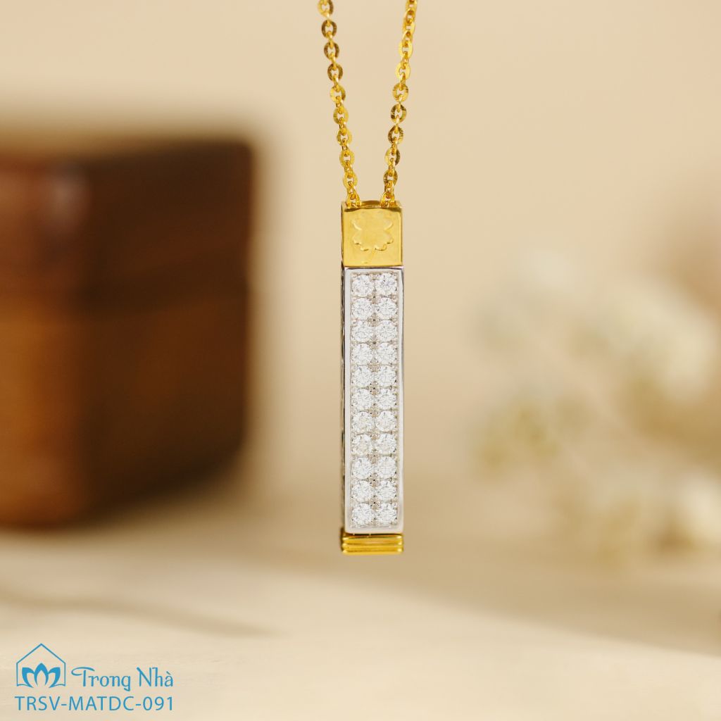 Mặt dây chuyền vàng Là Mình - đính đá khắc chú Zambala (TRSV MATDC 091)