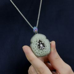 Mặt dây chuyền Ngọc hòa điền hình Phật ( MATDC 233 )