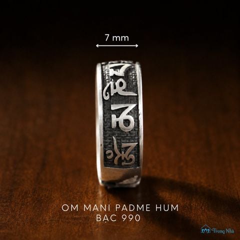 Nhẫn bạc khắc chú Om mani padme hum ( TRS NHAN 054 )
