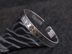 Vòng bạc chày kim cang khắc om mani padme hum ( VONG 116)