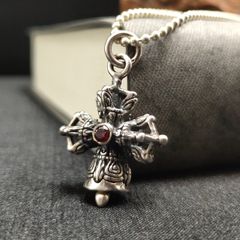 Mặt dây chuyền chày kim cang đôi đính đá ( MATDC 221 )