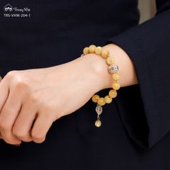 Vòng handmade Thạch Anh Tóc Vàng đá 8li mix charm bạc Zambala (TRS VHM 204 1)