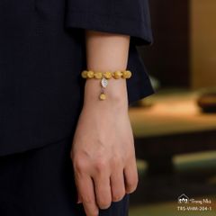 Vòng handmade Thạch Anh Tóc Vàng đá 8li mix charm bạc Zambala (TRS VHM 204 1)