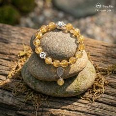 Vòng handmade Thạch Anh Tóc Vàng đá 8li mix charm bạc Zambala (TRS VHM 204 1)