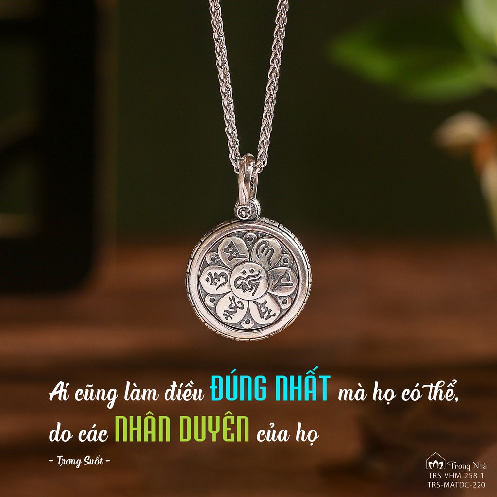 Mặt dây chuyền khắc chú Om Mani Padme Hum xoay ( MATDC 220 )