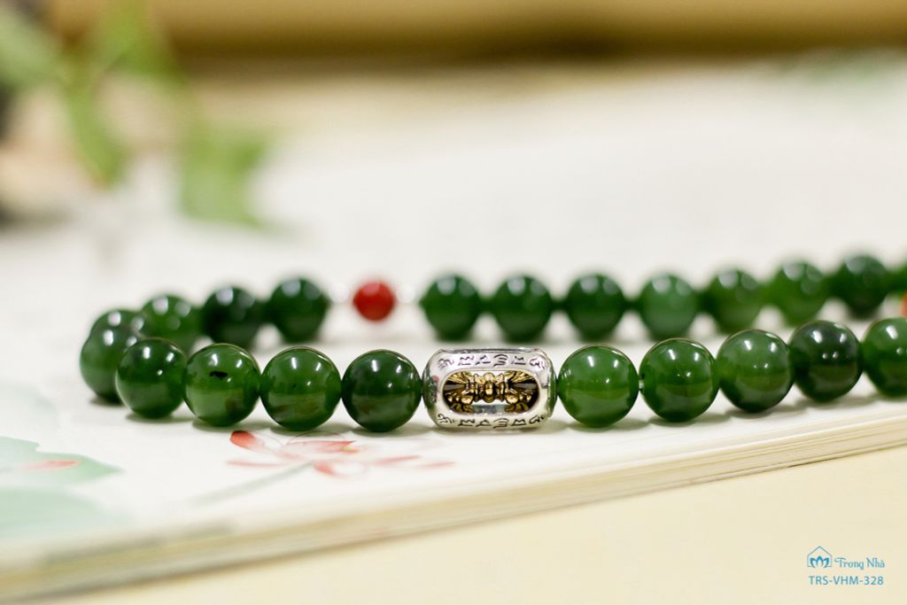 Chuỗi hạt ngọc bích 10 li mix dzi ( vhm 006 )