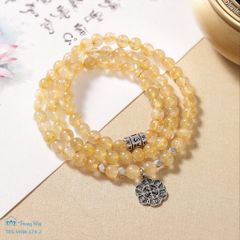 Vòng thạch anh tóc vàng cuốn 3 mix charm Om Mani Padme Hum (TRS VHM 324 2)