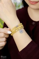 Vòng thạch anh tóc vàng cuốn 3 mix charm Om Mani Padme Hum (TRS VHM 324 2)