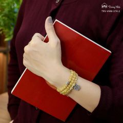Vòng thạch anh tóc vàng cuốn 3 mix charm Om Mani Padme Hum (TRS VHM 324 2)