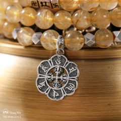 Vòng thạch anh tóc vàng cuốn 3 mix charm Om Mani Padme Hum (TRS VHM 324 2)