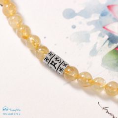 Vòng thạch anh tóc vàng cuốn 3 mix charm Om Mani Padme Hum (TRS VHM 324 2)