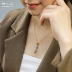 Mặt dây chuyền vàng Là Mình - đính đá khắc chú Zambala (TRSV MATDC 091)