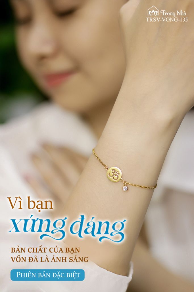 Lắc tay chữ Om vàng đính đá (TRSV VONG 135)