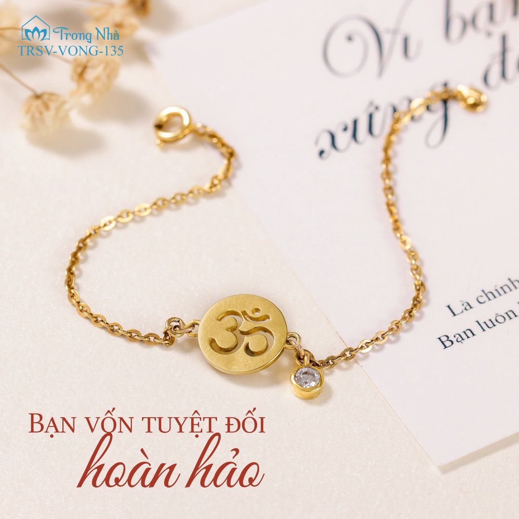 Lắc tay chữ Om vàng đính đá (TRSV VONG 135)