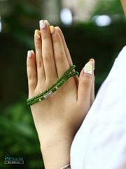 Vòng Diopside 4 li cuốn 3 mix trụ Om mani padme hum bạc-xh2 ( vhm 153)