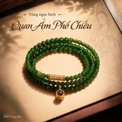 Vòng ngọc bích cuốn 3 charm phổ chiếu vàng ( TRSV VHM 005 )